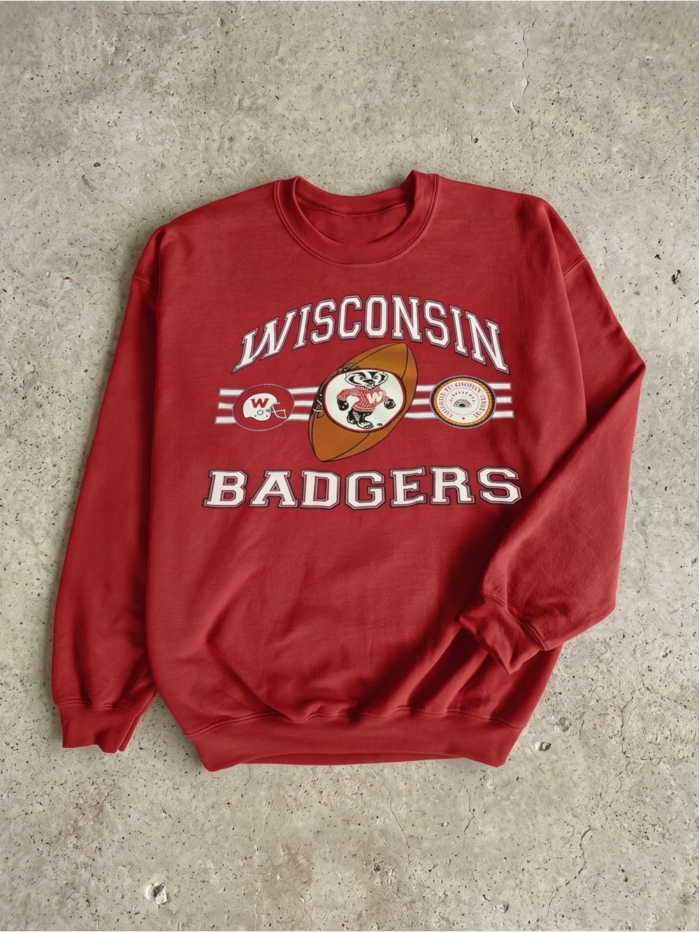 Wisconsin Badgers Football Red Crewneck Sweatshirt